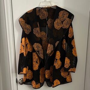 Jenny Yoo Black and Orange Floral Blazer